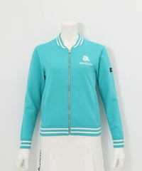 バック刺繍ニットブルゾン（ライトブルー）