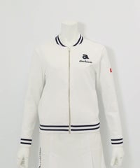 バック刺繍ニットブルゾン（ホワイト）