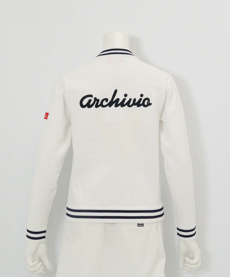 バック刺繍ニットブルゾン後（ホワイト）