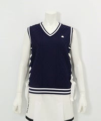 サイドリボンケーブルニットベスト