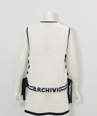 サイドリボンケーブルニットベスト後（ホワイト）
