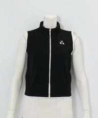 襟付きニットジップベスト（ブラック）