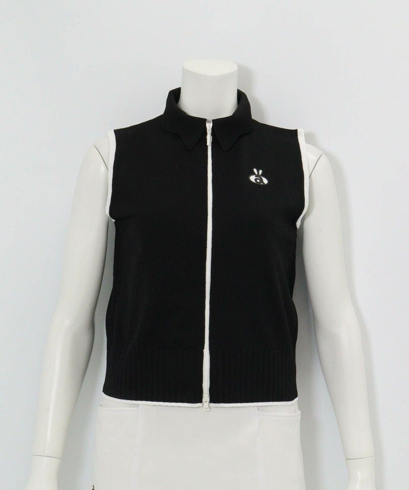 襟付きニットジップベスト（ブラック）