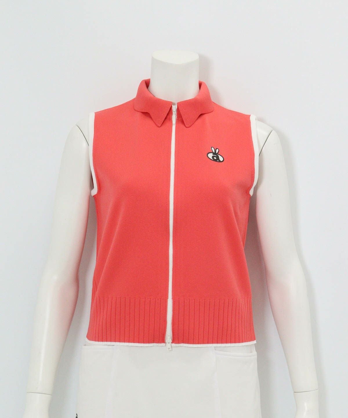 襟付きニットジップベスト（ライトオレンジ）