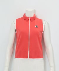 襟付きニットジップベスト（ライトオレンジ）