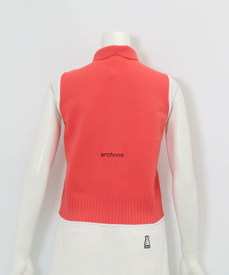 襟付きニットジップベスト後（ライトオレンジ）