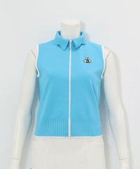 襟付きニットジップベスト（ライトブルー）