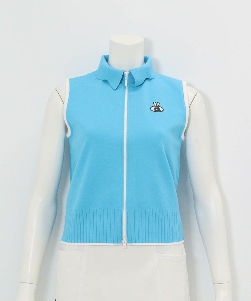 襟付きニットジップベスト（ライトブルー）