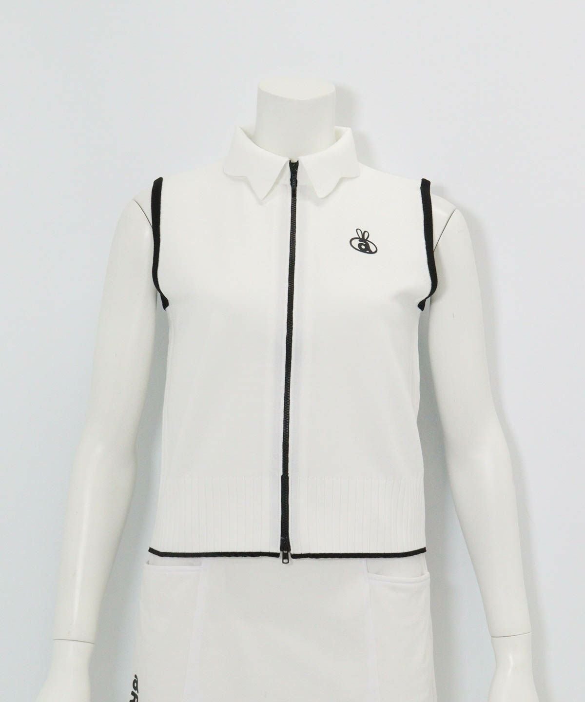 襟付きニットジップベスト（ホワイト）