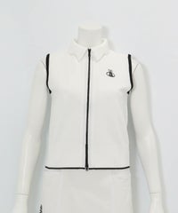 襟付きニットジップベスト（ホワイト）