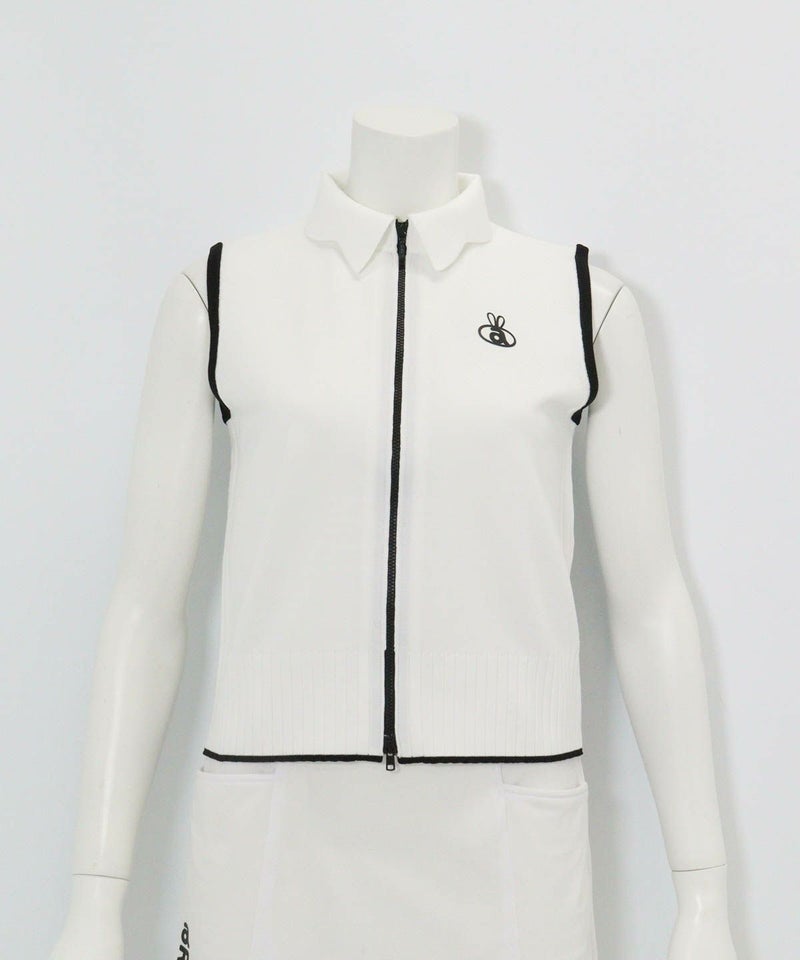 襟付きニットジップベスト（ホワイト）