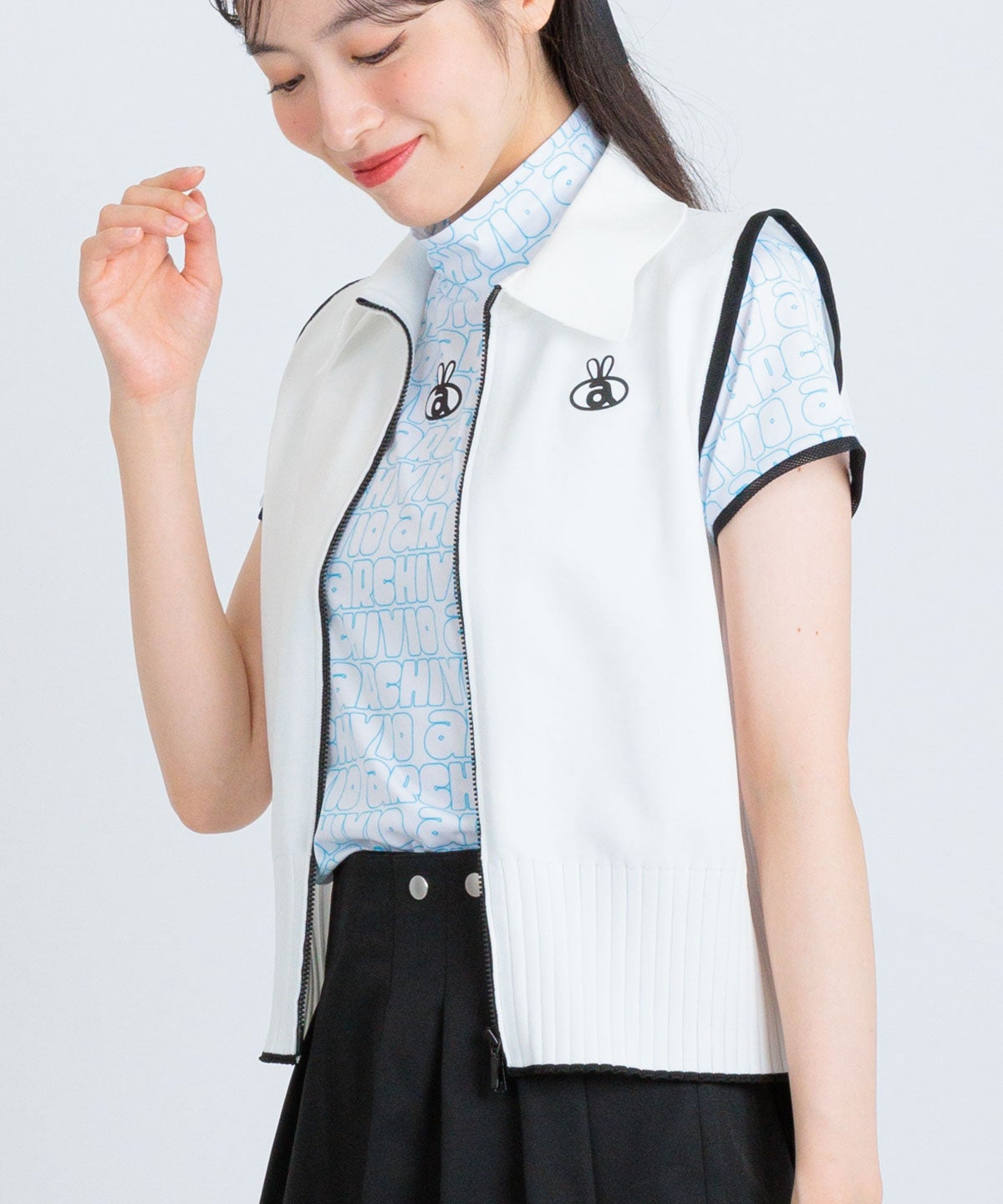 襟付きニットジップベスト|アルチビオ - ゴルフウェアや婦人服通販