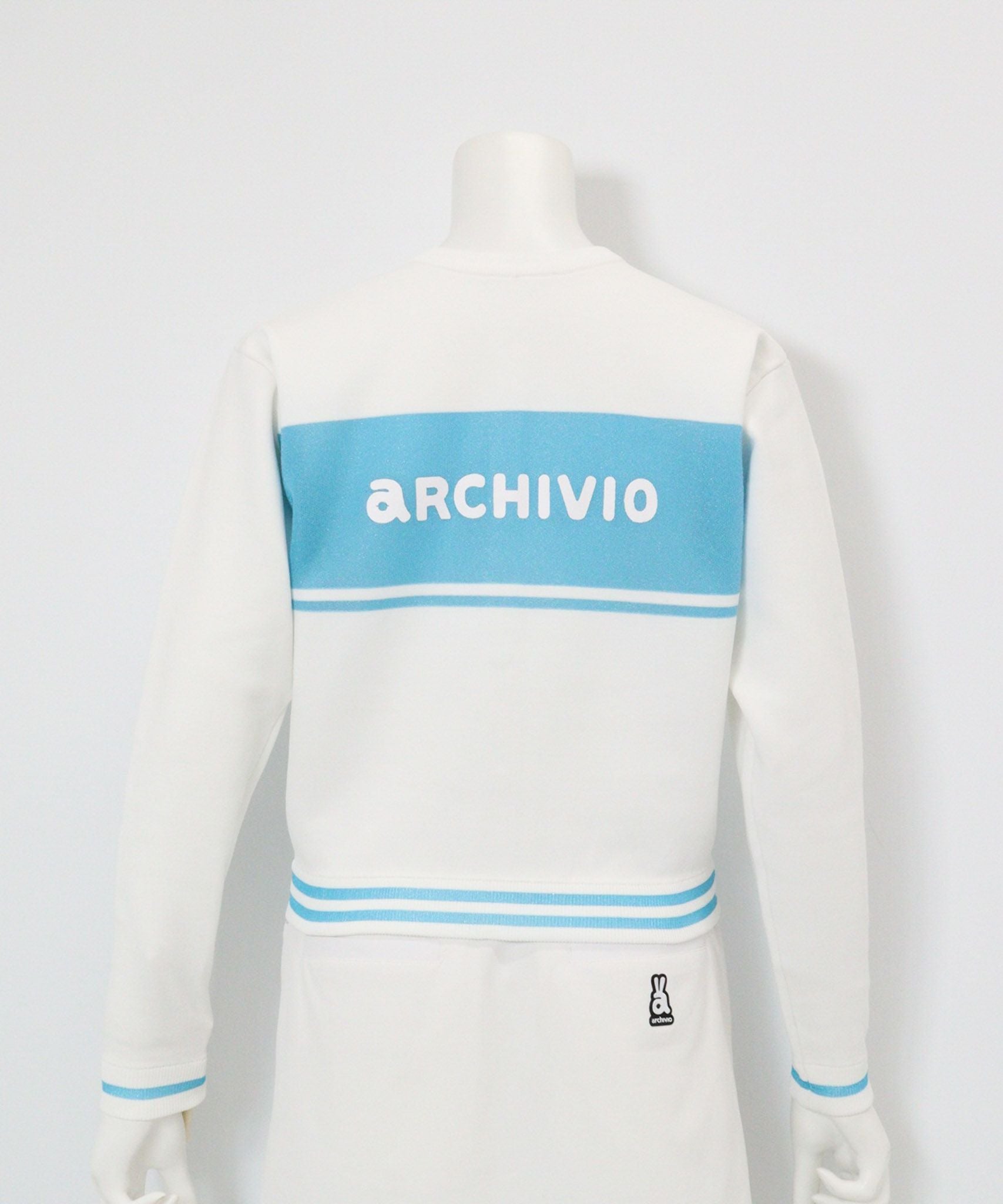 前後2WAYニットプルオーバー(ホワイト×ブルー)後ろ