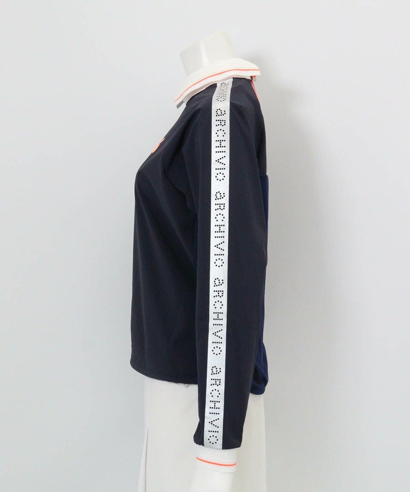 バックメッシュ冷感プルオーバー横（ネイビー）