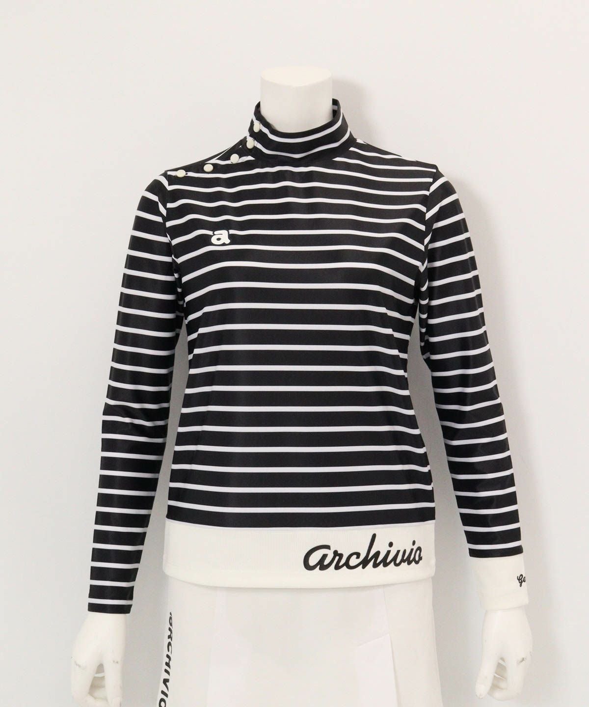 マリン釦ボーダープルオーバー（ブラック）