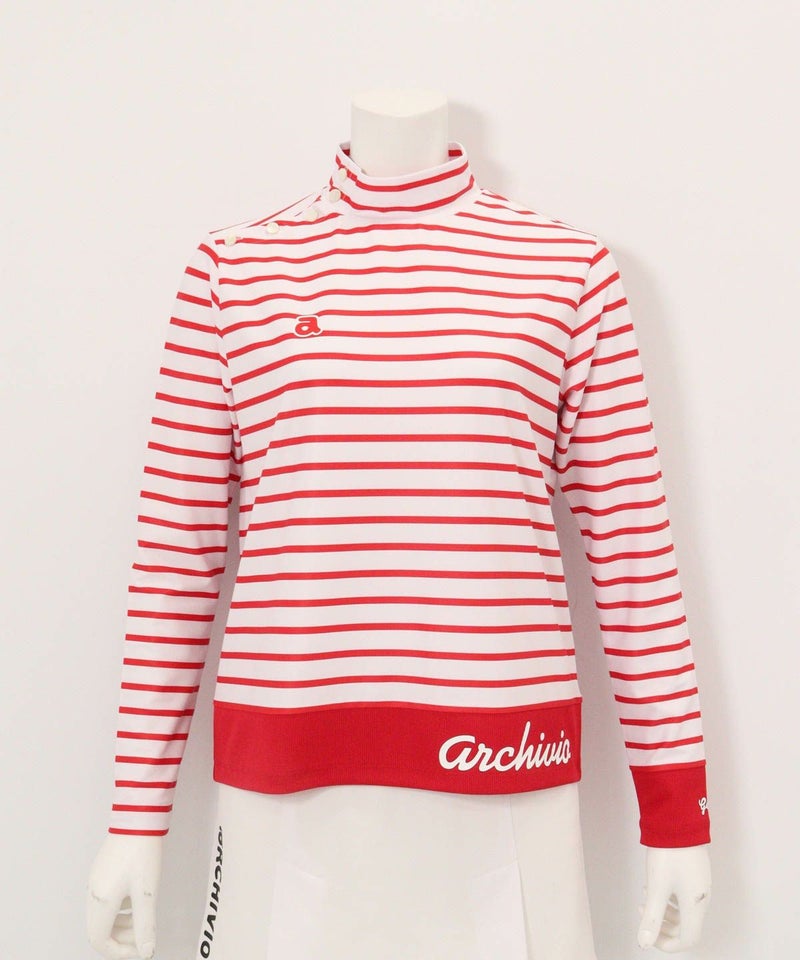 マリン釦ボーダープルオーバー（レッド）