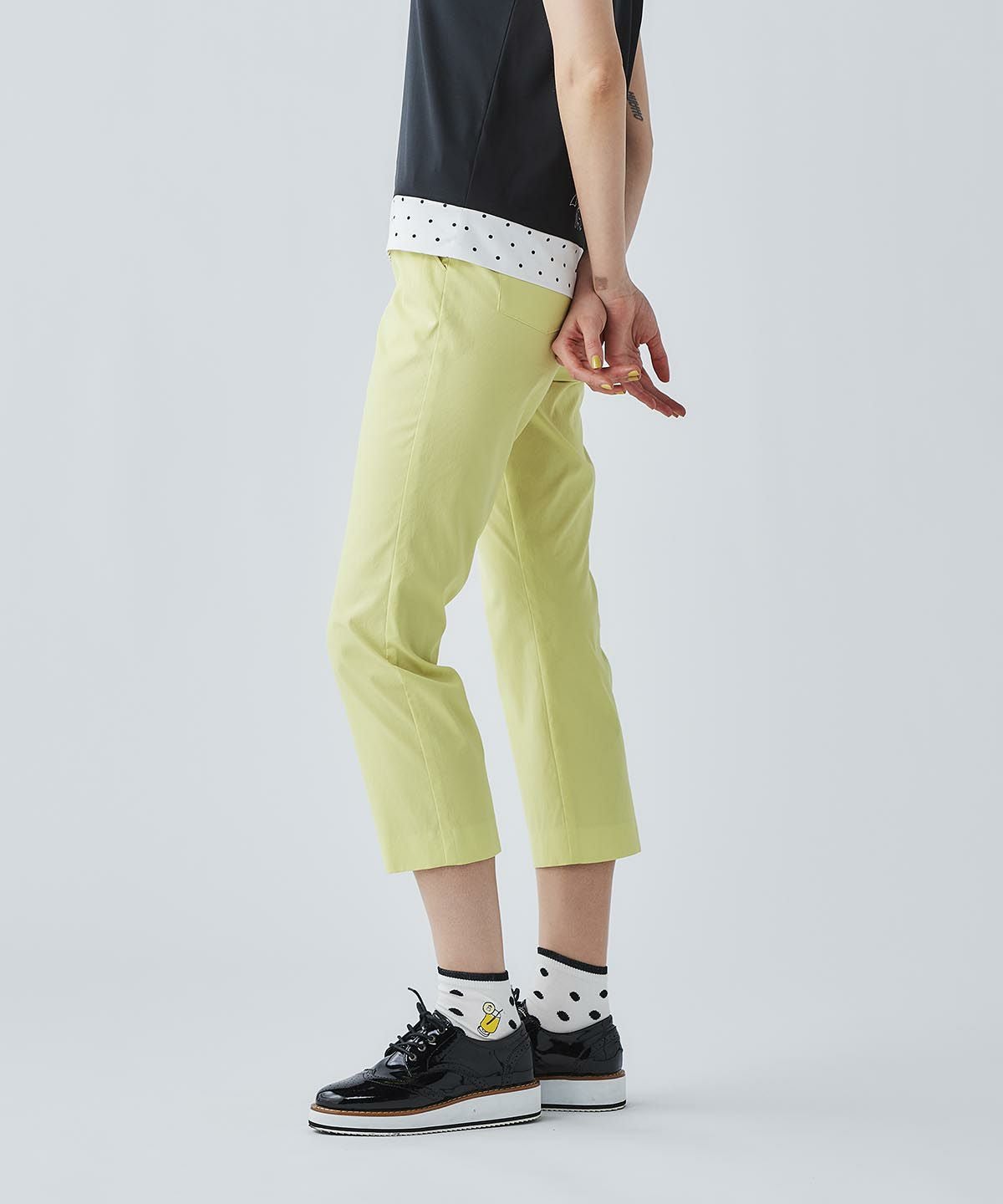 新品　ワールド レディース ゴルフパンツ 撥水 接触冷感 蛍光イエロー UV冷感クロップド撥水パンツ|ピッコーネクラブ - ゴルフウェアや婦人服通販