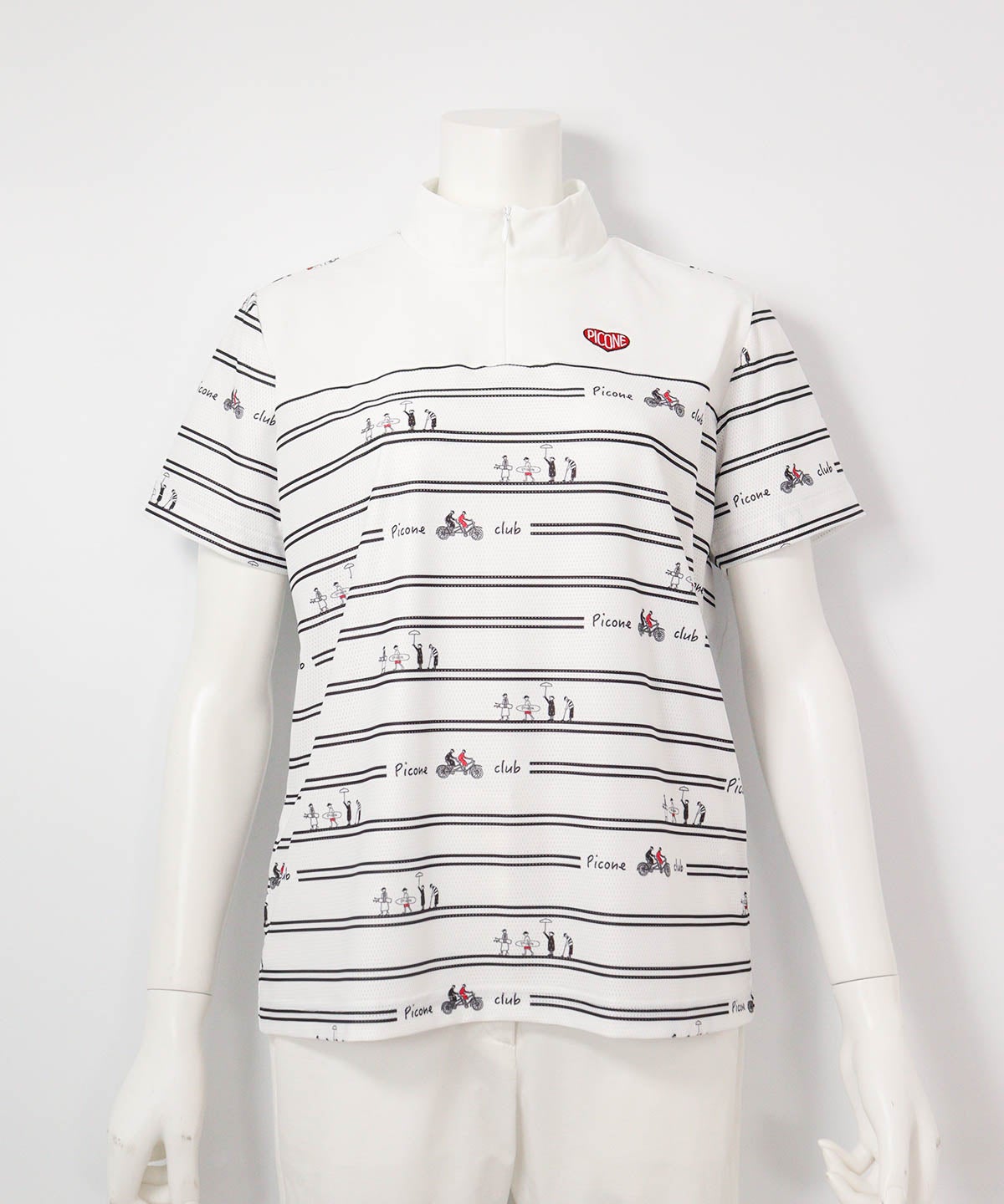 ピコボーダーUVジッププルオーバー(ホワイト×ブラック)前