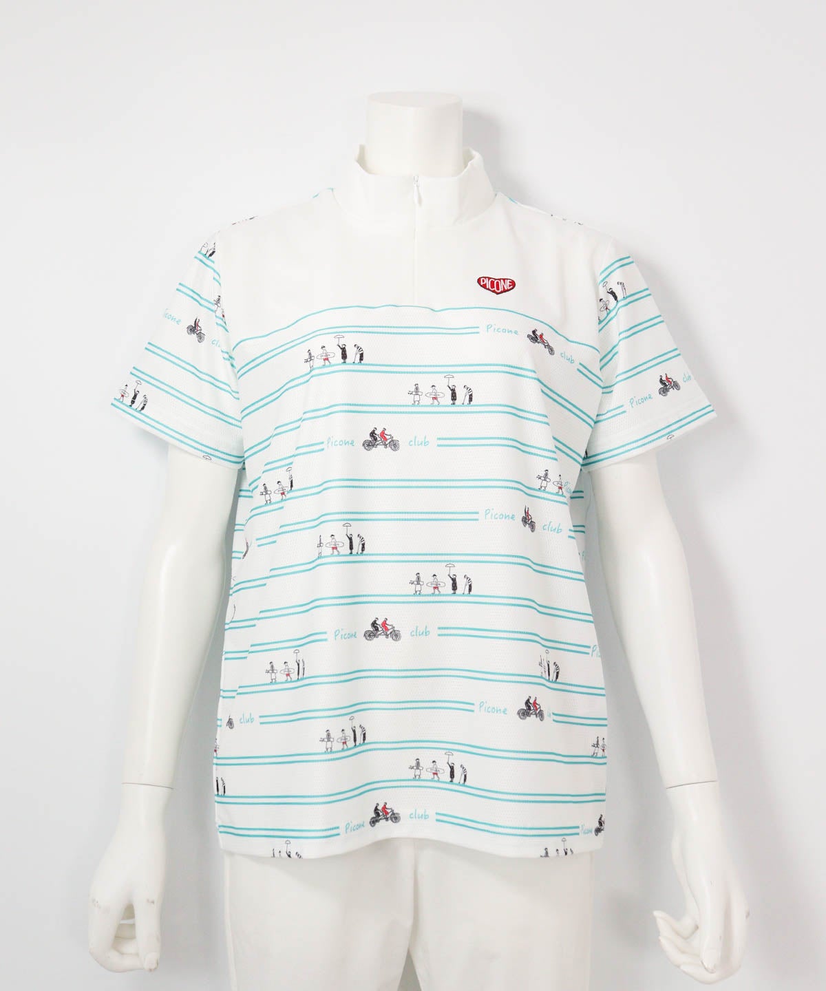 ピコボーダーUVジッププルオーバー(ホワイト×グリーン)前