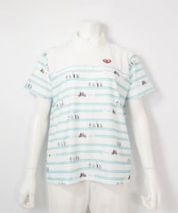 ピコボーダーUVジッププルオーバー(ホワイト×グリーン)前