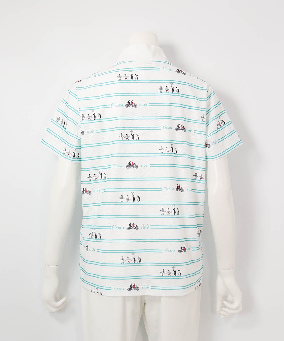 ピコボーダーUVジッププルオーバー(ホワイト×グリーン)後ろ