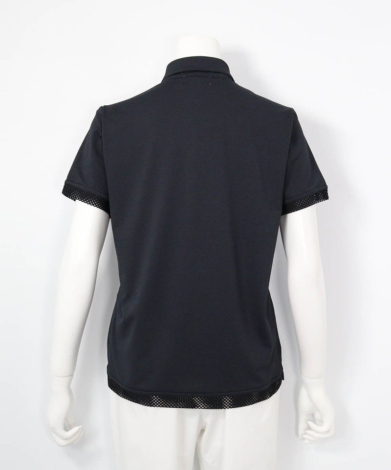 刺繍風プリントUV速乾ポロシャツ（ブラック）後ろ