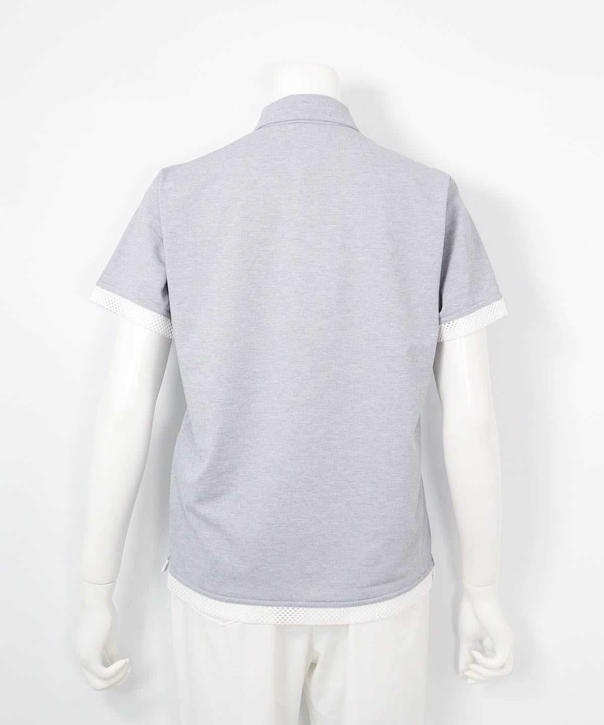 刺繍風プリントUV速乾ポロシャツ（ライトグレー）後ろ