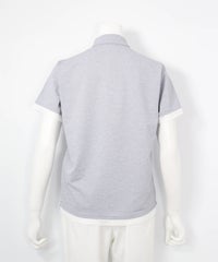 刺繍風プリントUV速乾ポロシャツ（ライトグレー）後ろ