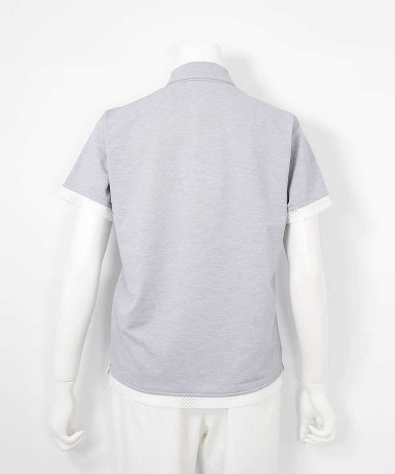 刺繍風プリントUV速乾ポロシャツ（ライトグレー）後ろ