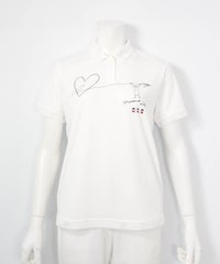 刺繍風プリントUV速乾ポロシャツ（ホワイト）前