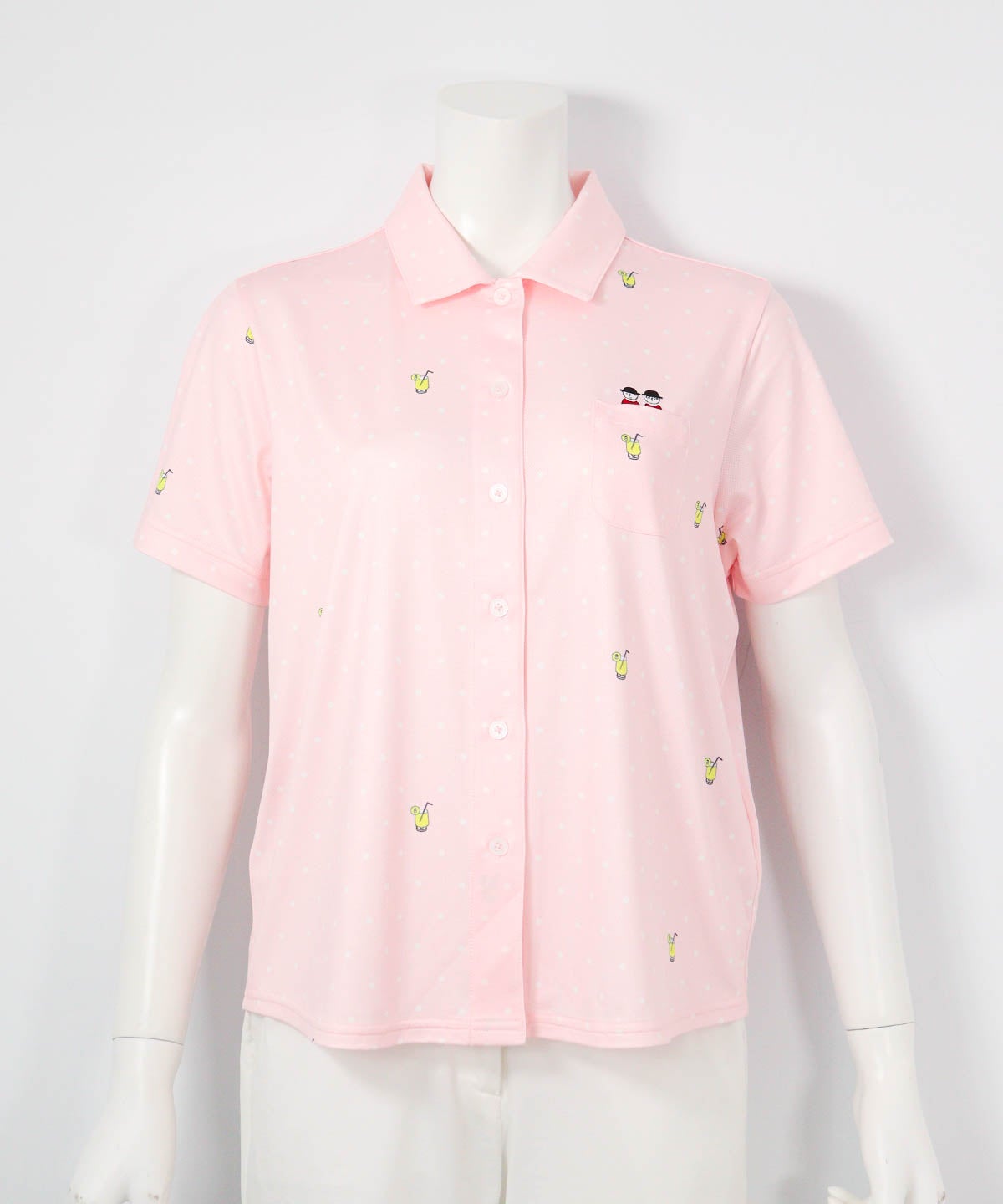 ドリンクドット柄UV速乾シャツ(ピンク)前