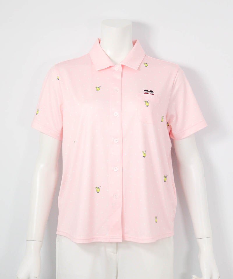 ドリンクドット柄UV速乾シャツ(ピンク)前