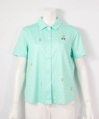 ドリンクドット柄UV速乾シャツ(ライトグリーン)前