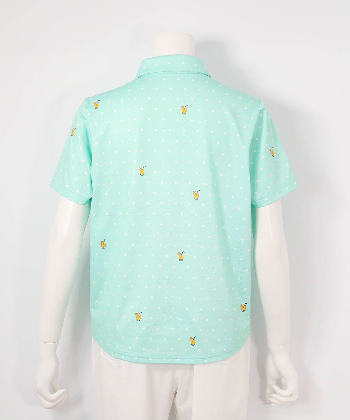 ドリンクドット柄UV速乾シャツ(ライトグリーン)後ろ