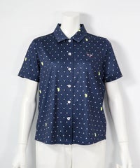 ドリンクドット柄UV速乾シャツ(ネイビー)前