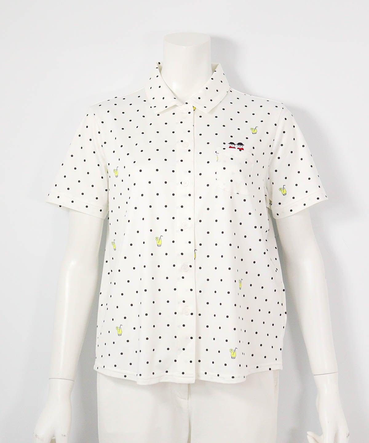 ドリンクドット柄UV速乾シャツ(ホワイト)前