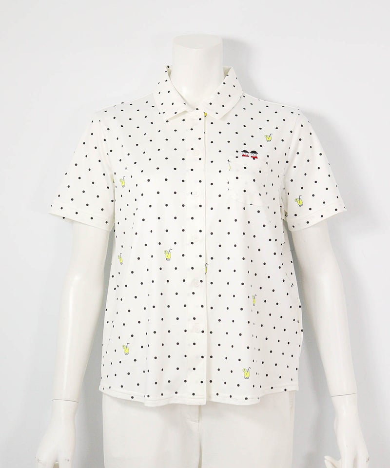 ドリンクドット柄UV速乾シャツ(ホワイト)前