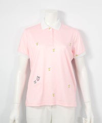 ドリンクドット柄UV速乾ポロシャツ(ピンク)前