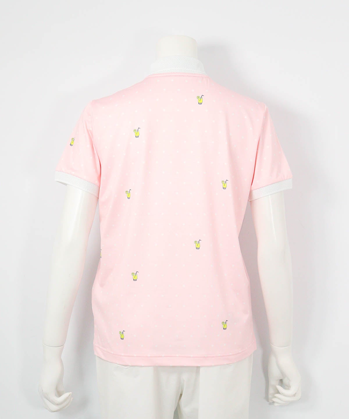 ドリンクドット柄UV速乾ポロシャツ(ピンク)後ろ
