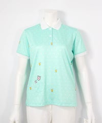 ドリンクドット柄UV速乾ポロシャツ(ライトグリーン)前