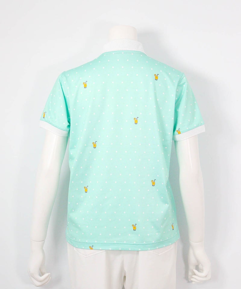 ドリンクドット柄UV速乾ポロシャツ(ライトグリーン)後ろ