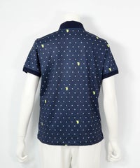 ドリンクドット柄UV速乾ポロシャツ(ネイビー)後ろ