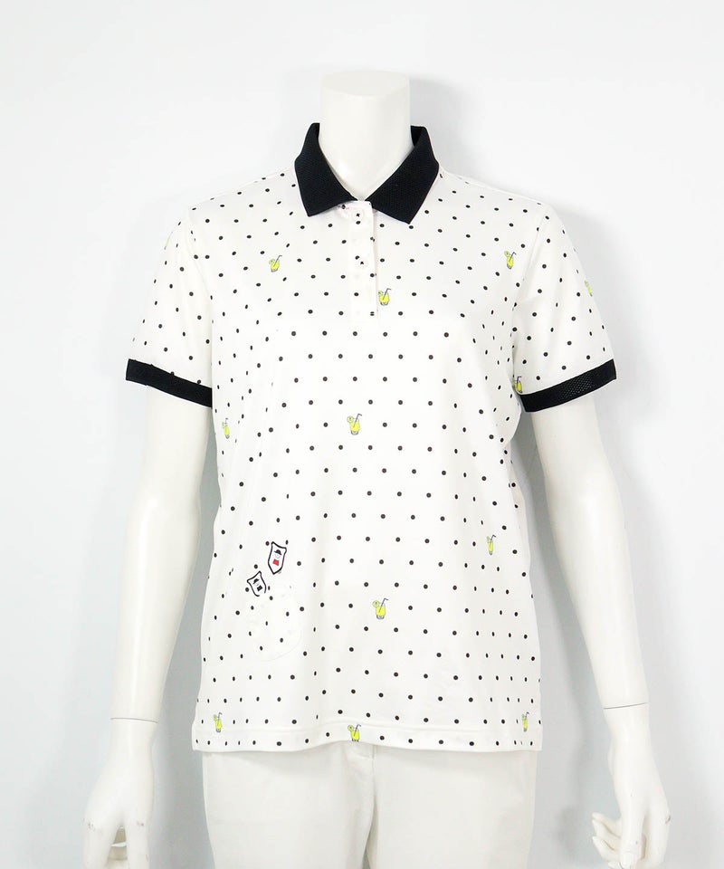 ドリンクドット柄UV速乾ポロシャツ(ホワイト)前