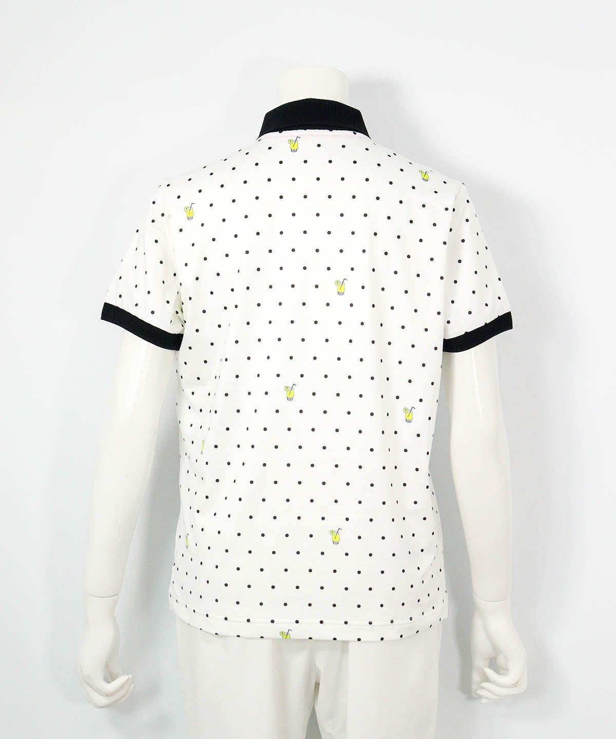 ドリンクドット柄UV速乾ポロシャツ(ホワイト)後ろ
