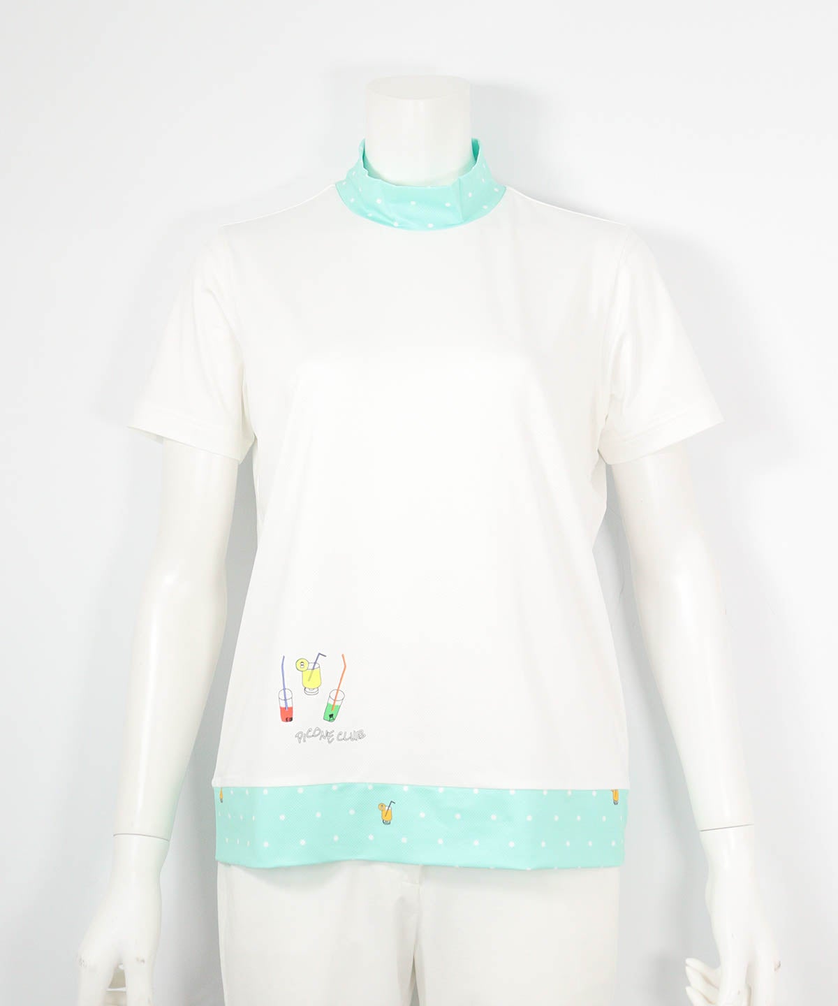 ドット切替UV速乾プルオーバー(ホワイト×グリーン)前