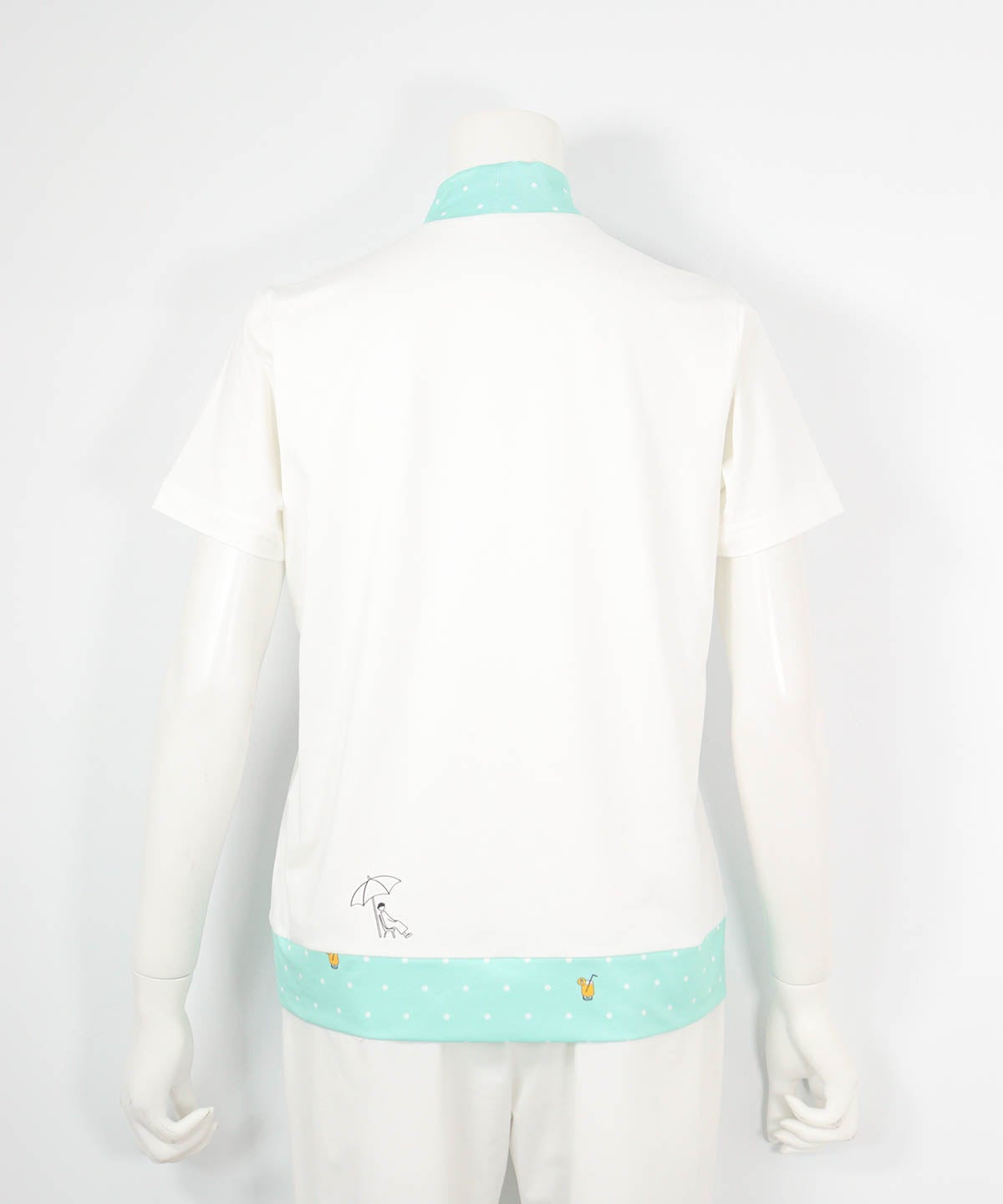 ドット切替UV速乾プルオーバー(ホワイト×グリーン)後ろ