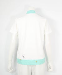 ドット切替UV速乾プルオーバー(ホワイト×グリーン)後ろ