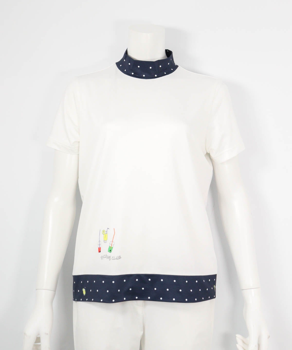 ドット切替UV速乾プルオーバー(ホワイト×ネイビー)前