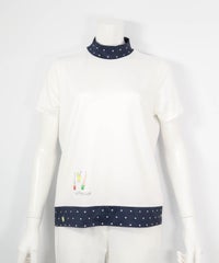 ドット切替UV速乾プルオーバー(ホワイト×ネイビー)前