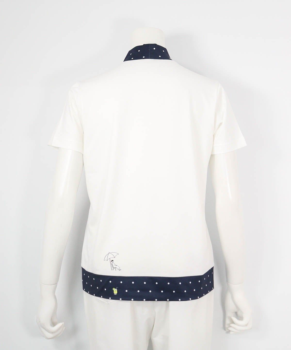 ドット切替UV速乾プルオーバー(ホワイト×ネイビー)後ろ